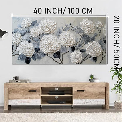Trogonup White Floral Canvas Wall Art for Bedroom Large Botanical Landscape Modern Artwork for Living Room Kitchen Office Canvas Prints 20x40 Inch