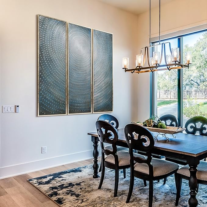 Empire Art Direct Abstract Wall Art Textured Hand Painted Canvas by Martin Edwards, Triptych, 60" x 20" each, Concentric