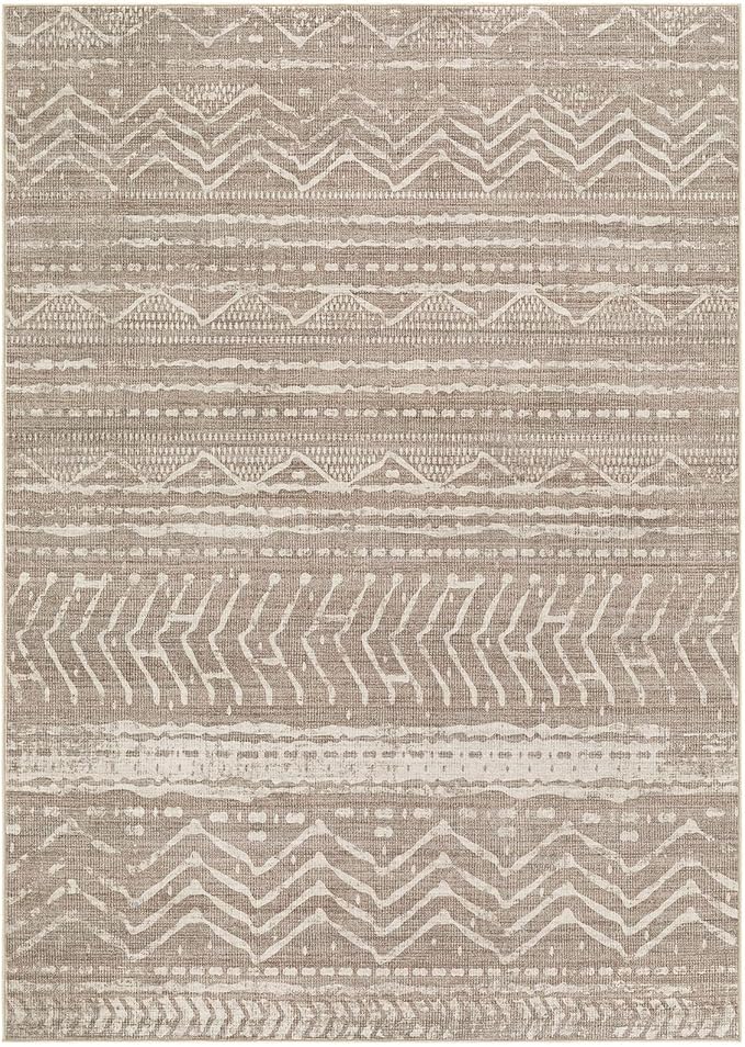 Nakagishi 6x10 Area Rugs Living Room: Washable Boho Large Neutral Soft Farmhouse Area Rugs Stain Resistant Modern Non-Slip Indoor Floor Carpet for Bedroom Nursery Kids Playroom Office-Dark Brown