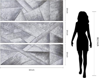 Empire Art Direct Abstract Wall Art Textured Hand Painted Canvas by Martin Edwards, Triptych, 60" x 20" each, Diamonds