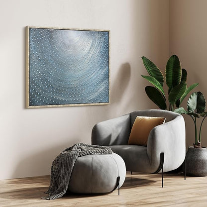 Empire Art Direct Cosmic Swirl Textured Metallic Hand Painted Blue Framed Canvas Wall Art, Ready to Hang, Living Room, Bedroom & Office, 30"x40"x1.5"