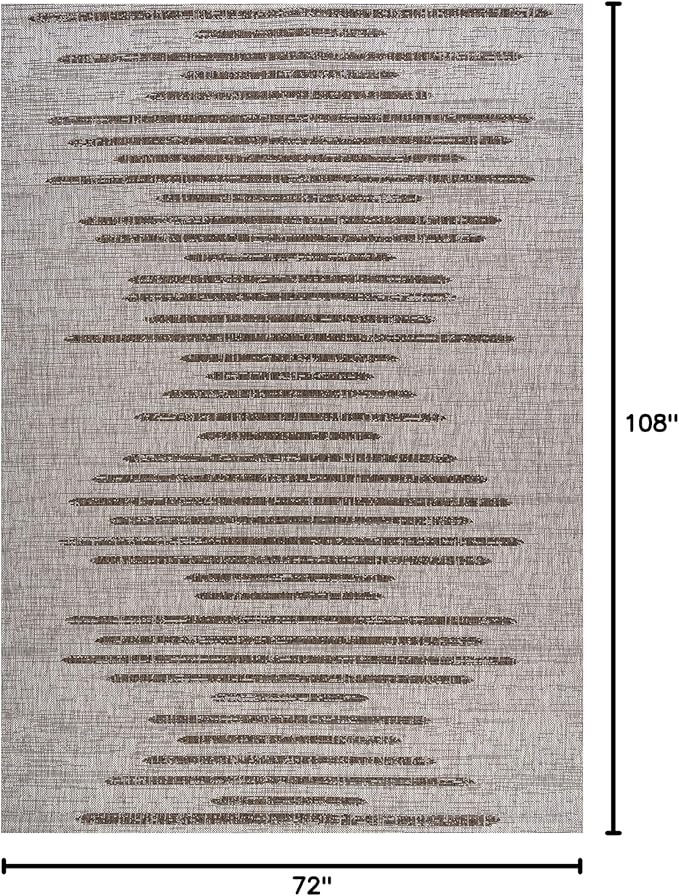 JONATHAN Y Stripe Geometric Indoor Outdoor Area Rug 6X9 Beige/Brown, Zolak Berber for Backyard, Patio, Porch, Easy-Cleaning, High Traffic, Pet-Friendly, Non-Shedding (SMB124A-6)