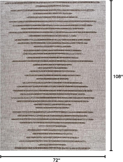 JONATHAN Y Stripe Geometric Indoor Outdoor Area Rug 6X9 Beige/Brown, Zolak Berber for Backyard, Patio, Porch, Easy-Cleaning, High Traffic, Pet-Friendly, Non-Shedding (SMB124A-6)