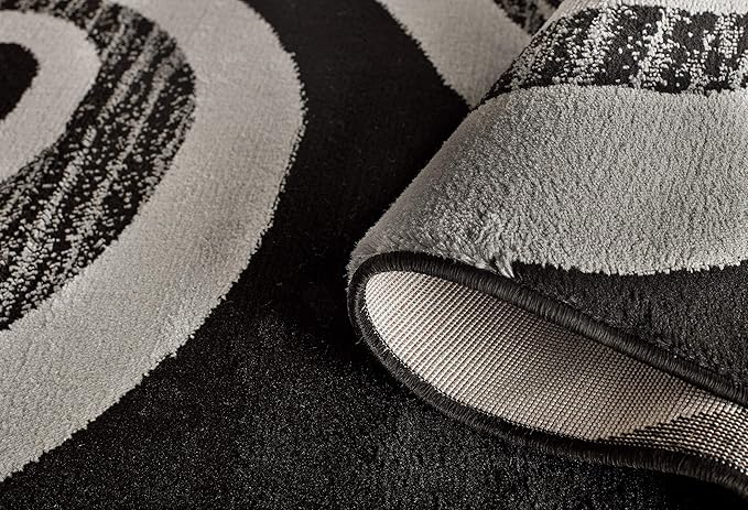 GLORY RUGS Modern Area Rug 8x10 Black Gray Swirls Carpet Bedroom Living Room Contemporary Dining Accent Sevilla Collection 4817A (8x10, Black)