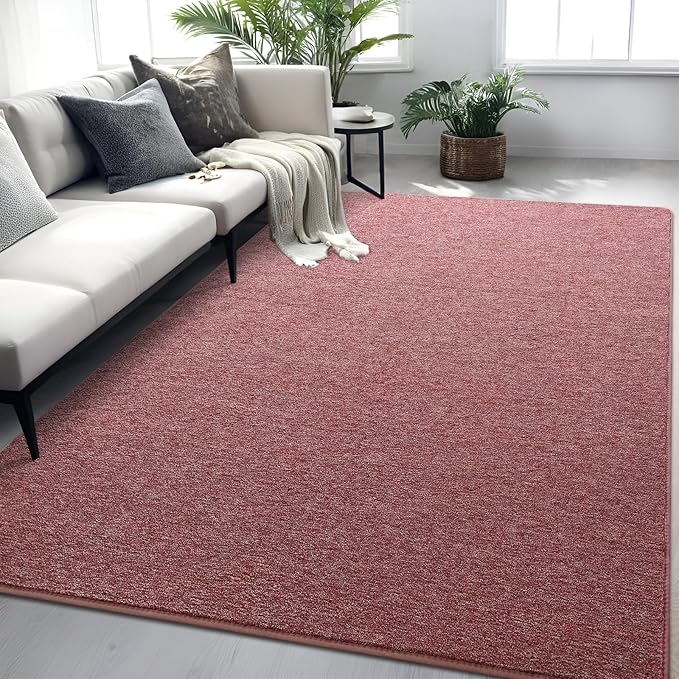 4x6 Area Rugs for Bedroom Living Room, Dark Red Soft Low-Pile Modern Indoor Thickened Memory Foam Non-Slip Washable Carpets for Kids Dorm Home Decor Rug