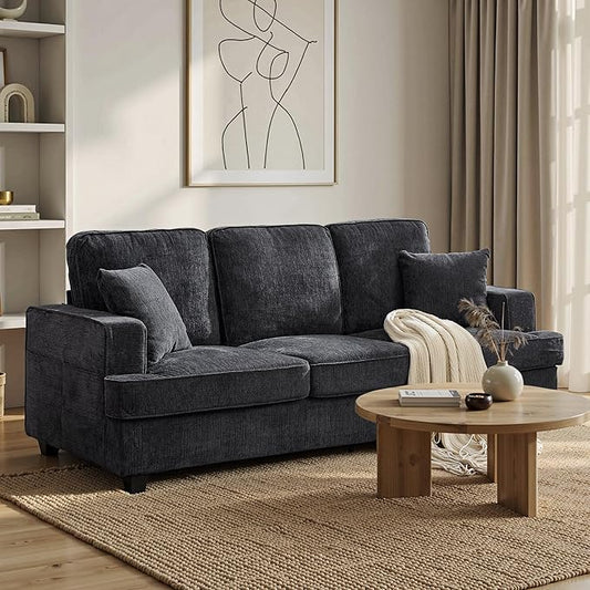 Couches for Living Room, 89 inch Cloud Couch Sofa in Chenile with Extra Comfy Soft Deep Seats, Modern 3 Seater Sofas for Living Room Bedroom Office Apartment, Grey