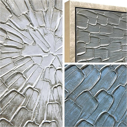 Empire Art Direct Ethereal Light Textured Metallic Hand Painted Blue Framed Canvas Wall Art, Ready to Hang, Living Room, Bedroom & Office, 30"x40"x1.5"
