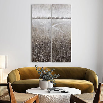 Empire Art Direct Abstract Wall Art Textured Hand Painted Canvas by Martin Edwards, Diptych, 60" x 20" each, Listlessness