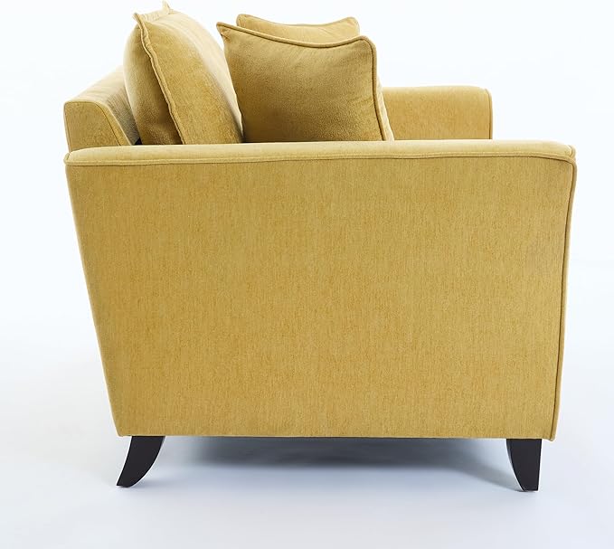 Merax 46.3" Chenille Accent Chair, Oversized Reading Armchair w/2 Pillows, Modern Corner Single Cloud Sofa Arm Chairs, Comfortable Living Room Deep Cushion Seating for Office & Apartment, Pale Yellow