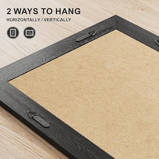 Wood Framed Mirrors for Wall, Black Bathroom Vanity Mirror for Over Sink 26 x 38, Vintage Wall Mirror for Bathroom Sink Hallway Entryway Bedroom Living Room Farmhouse Boho Style