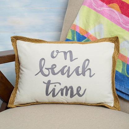 Primitives by Kathy Beach Time Decorative Throw Pillow, Jute, White, 15" Length x 10" Height