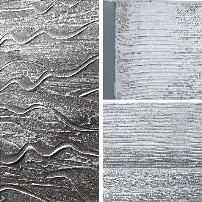 Empire Art Direct Abstract Wall Art Textured Hand Painted Canvas by Martin Edwards, Diptych, 24" x 36" each, Silver Light