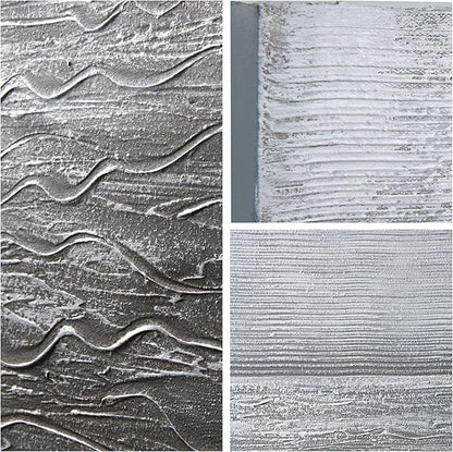 Empire Art Direct Abstract Wall Art Textured Hand Painted Canvas by Martin Edwards, Diptych, 24" x 36" each, Silver Light