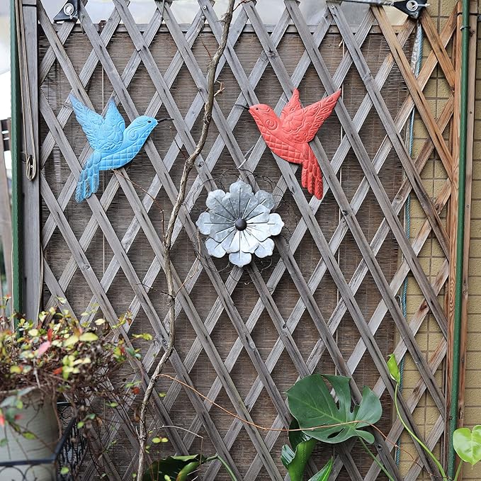 Metal Hummingbird Wall Decor, Outdoor Garden Patio Fence Wall Art,Hanging Decorations for Living Room, Bedroom,3 Pack