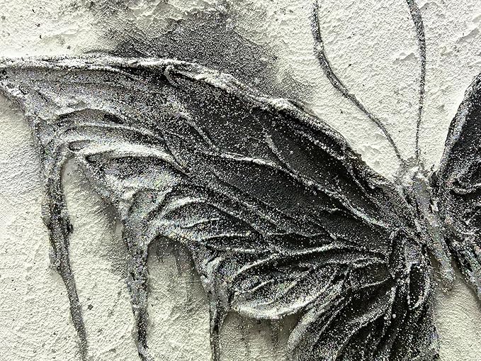 Boiee Art,24x36Inch Textured Hand Painted Vintage Butterfly Art Gothic Style Moth Artwork Elegant Abstract Wall Art Oil Painting Wood Inside Framed Ready to Hang