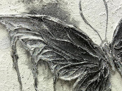 Boiee Art,24x36Inch Textured Hand Painted Vintage Butterfly Art Gothic Style Moth Artwork Elegant Abstract Wall Art Oil Painting Wood Inside Framed Ready to Hang