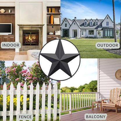 JoyEvy 6.5" Black Metal Barn Star Wall Décor - Wall Art for Farmhouse, Western, Rustic Homes - Outside or Inside of House Decorations