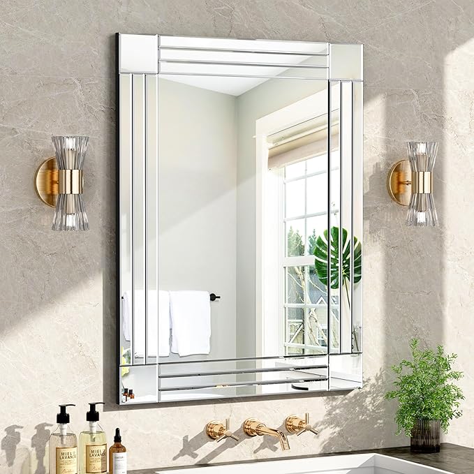 Decorative Wall Mirror Gorgeous Silver Mirror for bedrooms, bathrooms, entryways hallways, Living Room and Dining Room Walls “20x28”