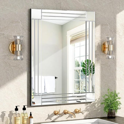 Decorative Wall Mirror Gorgeous Silver Mirror for bedrooms, bathrooms, entryways hallways, Living Room and Dining Room Walls “20x28”