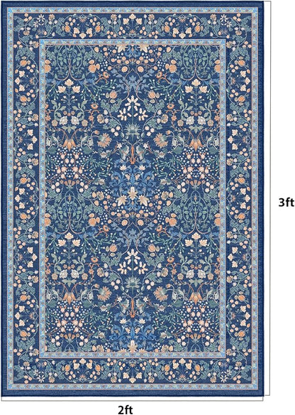AMADA HOMEFURNISHING Entryway Rugs 2x3 Small Rug, Floral Washable Area Rug Door Mat with Non-Slip Backing, Soft Low Pile and Durable Edge Binding Throw Rug, for Entryway, Kitchen, Bathroom