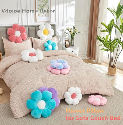 Daisy Pillow, 15.7In Cute Flower Shaped Decorative Plush Pillow for Sofa, Couch, Bed & Reading Tent