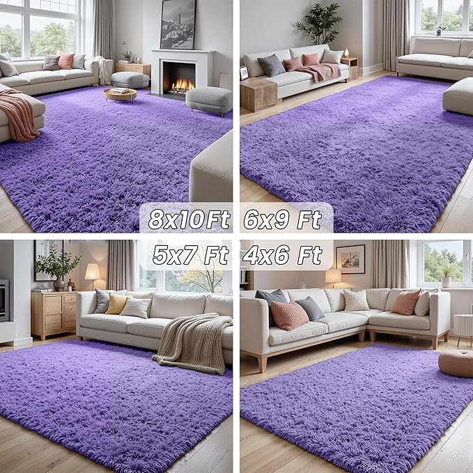 5x7 Area Rugs for Living Room Rug: Soft Fluffy Shag Purple Rugs for Bedroom, Non-Slip Large Fuzzy Plush Rug Indoor Floor Carpet for Nursery Kids Boys Girls Room, Dorms, Playroom, Modern Home Decor