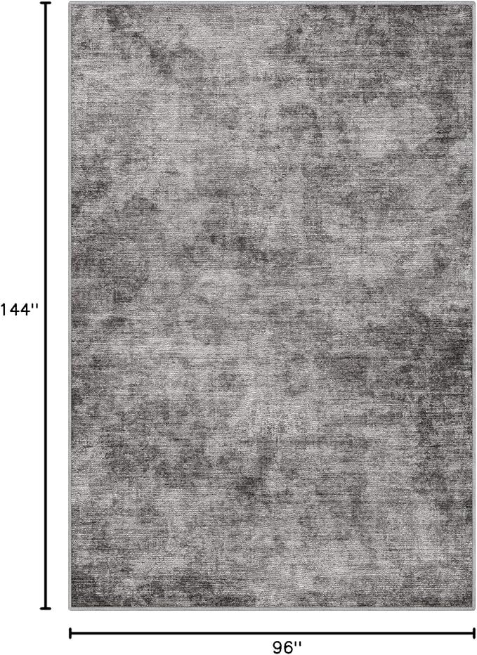 LUMI 8x12 Washable Area Rug for Living Room, Ultra Soft Modern Neutral Grey Rugs Non Slip with Rubber Backing, Low Profile, High Traffic, Stain Resistant Carpets, Ideal for Bedroom, Dining Room