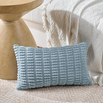 Fancy Homi 4 Packs Decorative Throw Pillow Covers for Living Room Couch Bed, Modern Farmhouse Boho Home Décor Accent Cushion Case, 24" x 16", Blue Series