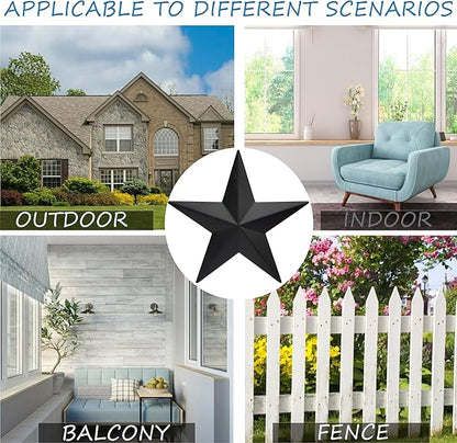VIVICOMFY 12" Black Barn Star Wall Decor,Metal Stars Rustic Vintage Western Country Farmhouse Home Indoor or Outdoor Wall Decoration,Texas Stars for House Art Décor(Set of 3)