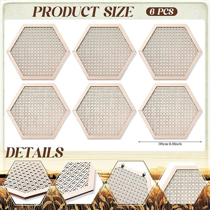 Ripeng 6 Pcs Honey Comb Decorations 11.8 Inch Hexagon Wall Decor Farmhouse Wood Earthy Hexagon Wall Panels Modern Hollow Carved Design Rustic Abstract Decor for Living Room Kitchen(Hollowed Style)