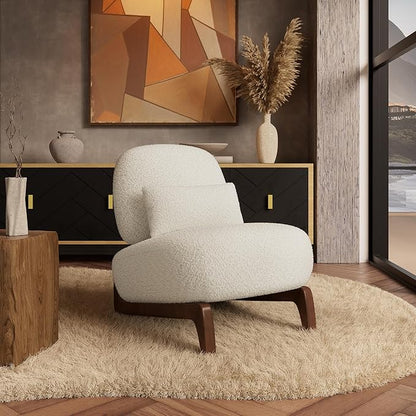 Morden Fort 2 Piece Boucle Sofa Set, Modern Upholstered Couches Sofas Set Durable Comfy Boucle Pet-Friendly, Armless Chair & 3-Seater Sofa Sets for Living Room Bedroom Apartment, Beige