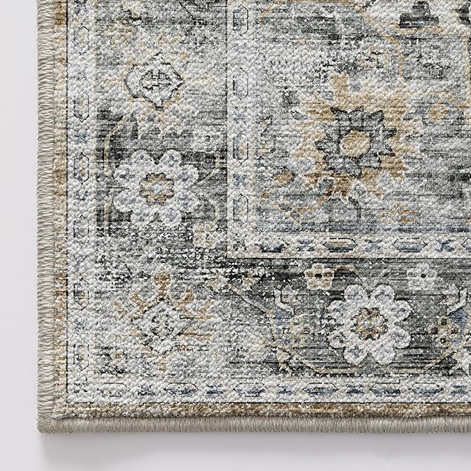 LUMI 5x8 Washable Area Rug for Living Room, Ultra Soft Stain Resistant Carpet with Non Slip Rubber Backing, Non-Shedding Low Pile Rugs for Bedroom, Dining Room, Indoor, Office