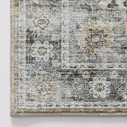 LUMI 5x8 Washable Area Rug for Living Room, Ultra Soft Stain Resistant Carpet with Non Slip Rubber Backing, Non-Shedding Low Pile Rugs for Bedroom, Dining Room, Indoor, Office