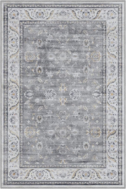 LUMI 5x8 Washable Area Rug for Living Room, Ultra Soft Traditional Vintage Rugs Non Slip with Rubber Backing, Low Profile, High Traffic, Stain Resistant Carpets, Ideal for Bedroom, Dining Room