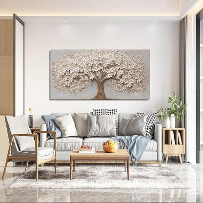 Canvas Wall Art Decor Prints Modern Botanical Wall Art Pictures for Living Room Canvas Art Wall Decor Tree of Life Wall Art Decor White Flower Wall Art Prints Artwork for Walls Bedroom Office Decor 20" X 40"