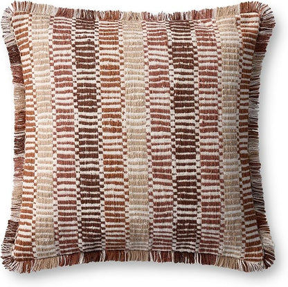 Loloi II Collection PLL0133 Orange/Multi 22'' x 22'' Cover w/Down Pillow