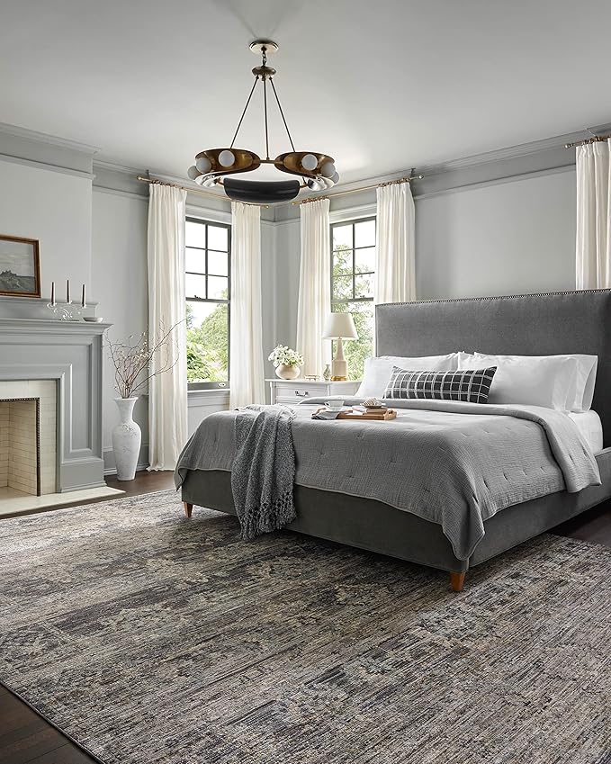 Loloi Jean Stoffer Katherine Collection KES-05 Graphite/Jade 2'-7" x 16'-0", .25" Pile Height, Runner Rug