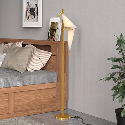 62 Inch Modern Bird Floor Lamp, Gold Bird Swing Floor Light Fixtures for Dining Room, LED Origami Swing Paper Crane Standing Floor Lamp for Living Room