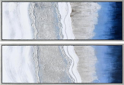 Empire Art Direct Abstract Wall Art Textured Hand Painted Canvas by Martin Edwards, Diptych, 60" x 20" each, Sand Art