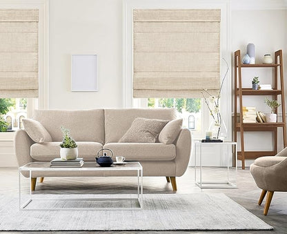 CHICOLOGY Cordless Roman Shade, Light Filtering Privacy Liner, Textured Belgian Flax Fabric, True-to-Size 27" W x 72" H, Inside/Outside/Ceiling Mount Window Treatment for Living Room Bedroom