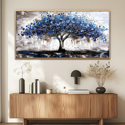 hyidecorart Canvas Wall Art For Office Abstract Wall Decoration For Living Room Bedroom Decor Tree Panoramic Landscape Painting Wood Framed Prints Textured Pictures Artwork Large Modern Hotel Decor