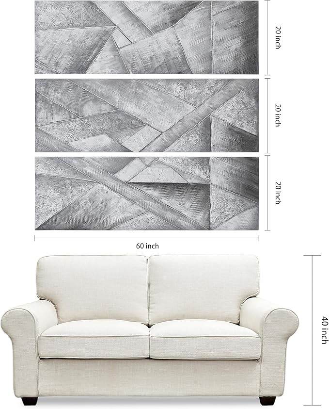 Empire Art Direct Abstract Wall Art Textured Hand Painted Canvas by Martin Edwards, Triptych, 60" x 20" each, Diamonds
