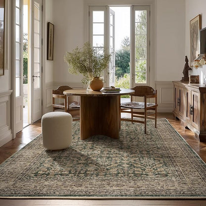 palohom 10x12 Area Rugs for Living Room: Large Area Rug Washable Stain Resistant Non Slip Distressed Vintage Rug Low Pile Faux Wool Soft Rug for Bedroom Farmhouse Dining Room Nursery Kids Playroom