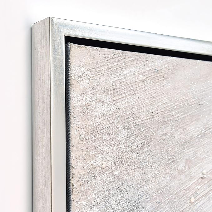Empire Art Direct Abstract Wall Art Textured Hand Painted Canvas by Martin Edwards, Champagne Frame, 32" x 48", Silver Pellets