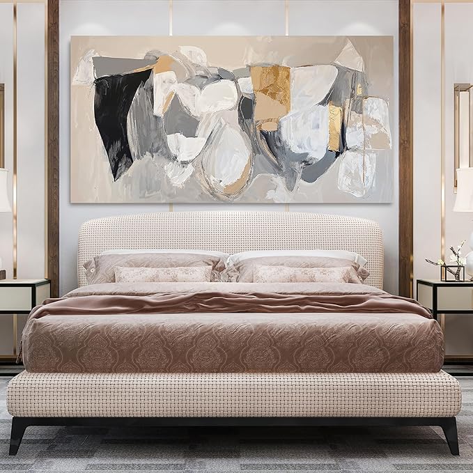 Abstract Canvas Wall Art Decor Black Large Wall Art Decor for Living Room Gray Gold Modern Abstract Graffiti Art Wall Canvas Art Poster Print Wall Pictures for Bedroom Office Decor 24" X 48"