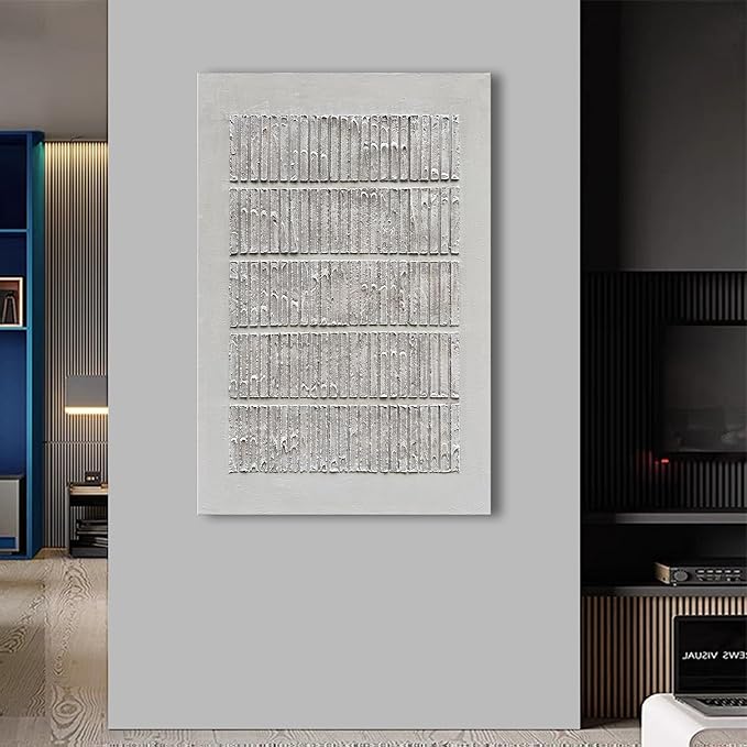 NANKAI Art White Texture Abstract Art Oil Painting Modern Minimalism Art Painter Living Office Corridor Wall Decorative Art 45x30 inches