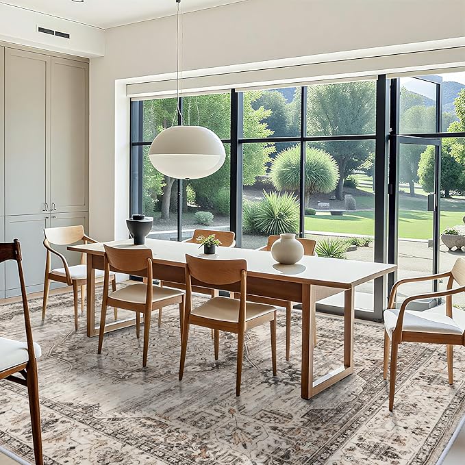 YOUFORTONG 10x12 Area Rug Washable：Large Living Room Area Rugs - Machine Washable Stain Resistant Rug - Soft Low Pile Carpet for Bedroom Dining Room 10'x12' Beige