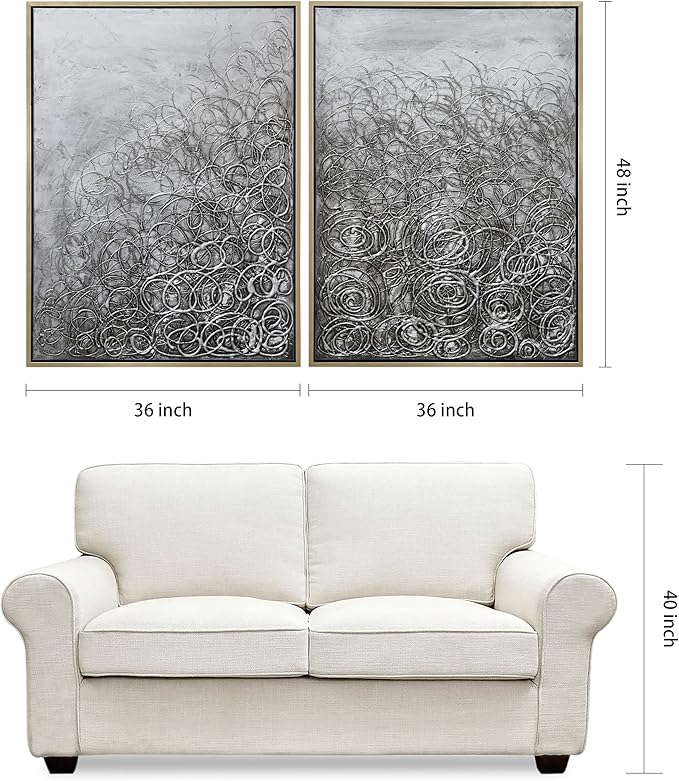 Empire Art Direct Abstract Wall Art Textured Hand Painted Canvas by Martin Edwards, Diptych, 48" x 36" each, Circular Logic