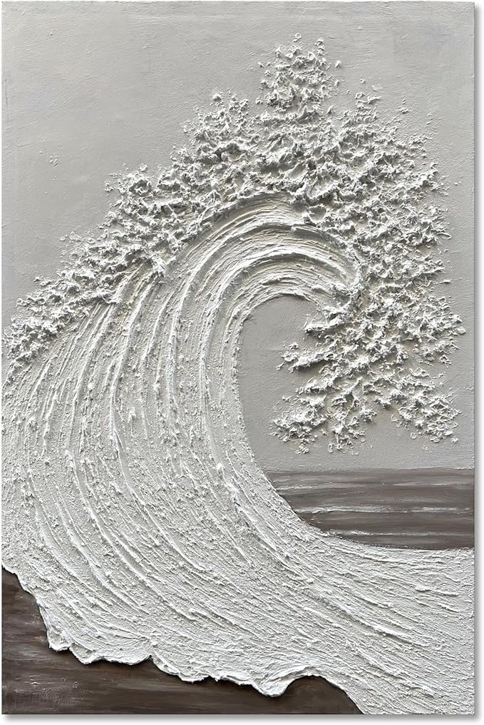 NANKAI Art 45x30 inch Hand-Painted Ocean Wave Oil Painting White Abstract Canvas Art Painter Living in Office Corridor Wall Decorative Art