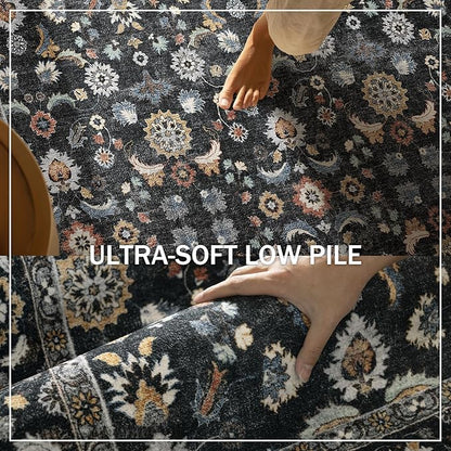 Washable Runners for Hallways Kitchen Rug: 2'6"x8' Runner Rugs Stain Resistant Non Slip Low Pile Boho Carpet Runners for Hallways Bedroom Entryway Indoor Beside Bathroom Laundry Room